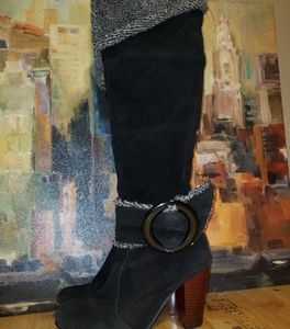 Warm Fur Buckle Black Boots